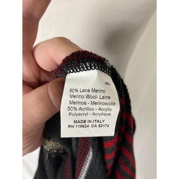 Montechiaro Men’s Sweater Red White Grey and Black Striped 1/4 Zip Size XXL - Picture 8 of 9